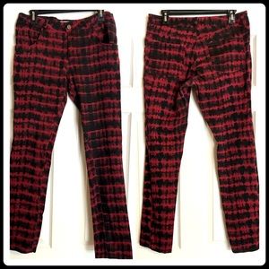 Olsenboye Red & Black Tie Dyed Skinny Jeans